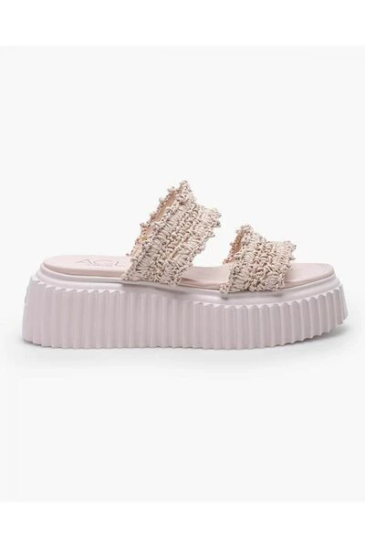 AGL Slippers Crochet Mules With Wedge Soles Beige 6 AGL Slippers Crochet Mules With Wedge Soles Beige - Afbeelding 4