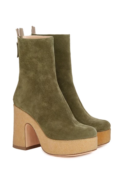AGL Enkellaarsjes Heeled Boots Green 3 AGL Enkellaarsjes Heeled Boots Green