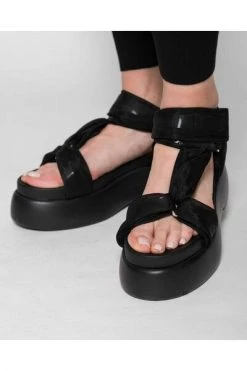 AGL Sandalen Sandals With Tulle Bands And Wedge Soles Black