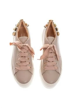 AGL Sneakers Nappa Leather Tennis With Platform Beige